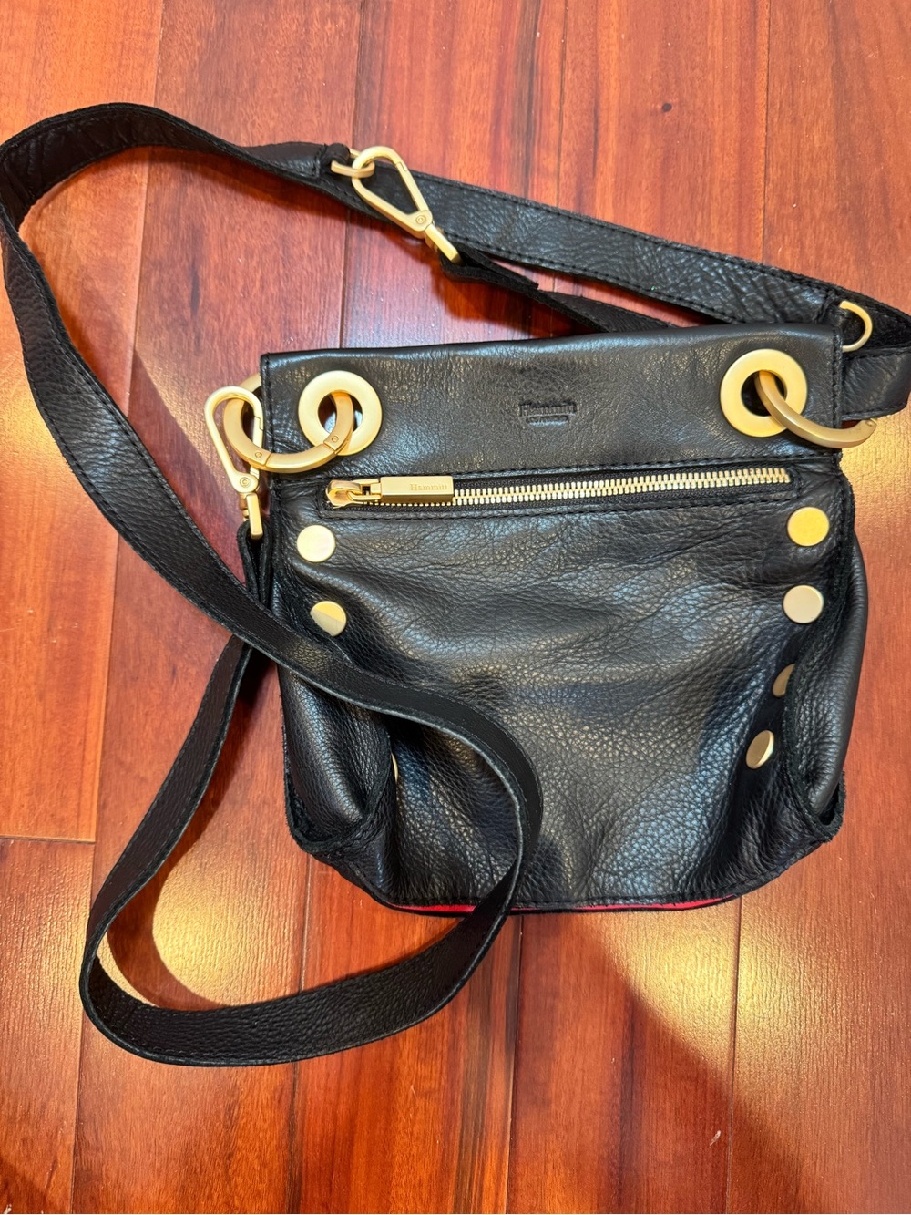 Hammitt Tony Black Leather Crossbody Bag with Gold Hardware  NWOT